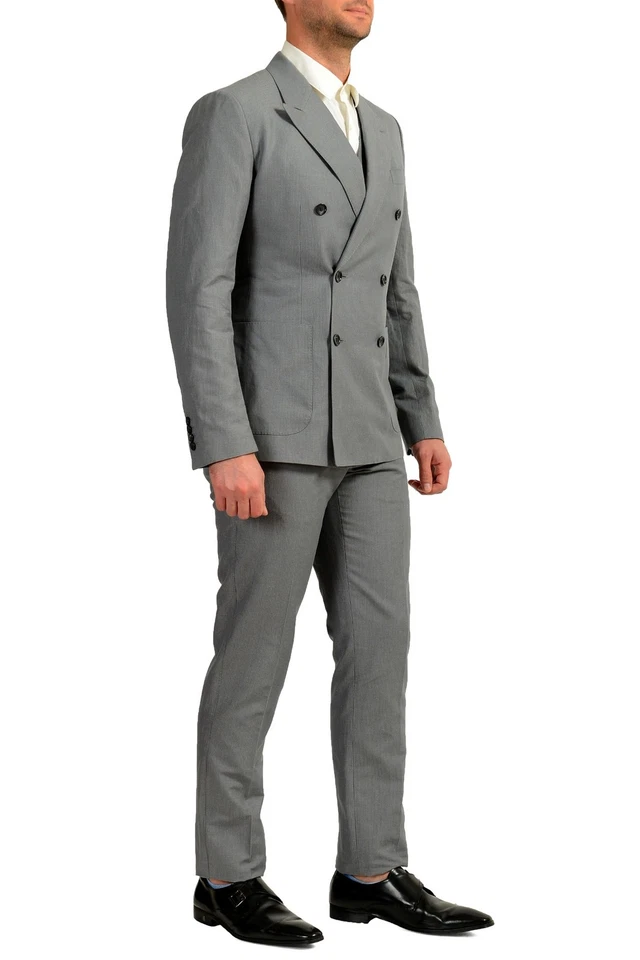 Traje Dolce & Gabbana Hombre Lino Rayas Doble Pecho Tres Piezas US 38 IT 48 Foto 2 de 4
