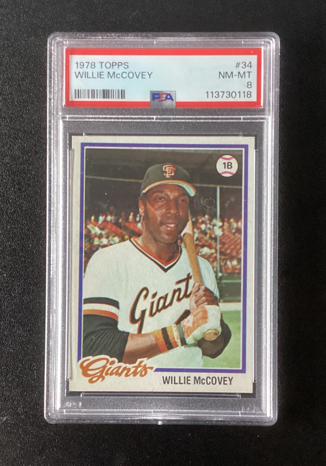 1978 TOPPS #34 WILLIE McCOVEY HOF PSA 8 NM-MT GIANTS