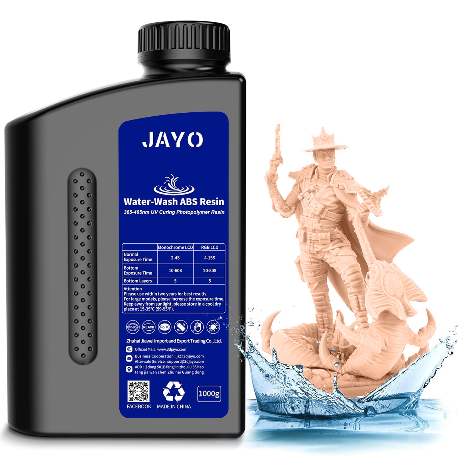 JAYO 1KG Water-Wash ABS Resin Beige 405nm Resin LCD 3D Printer High Strength