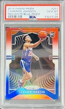 2019 PANINI PRIZM CAMERON JOHNSON ROOKIE RED WHITE BLUE PRIZM RC PSA 10 GEM MINT