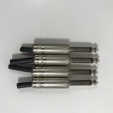 1/4" TS Mono Audio Plug Connector Instrument Jack DIY Cable Lot of 4