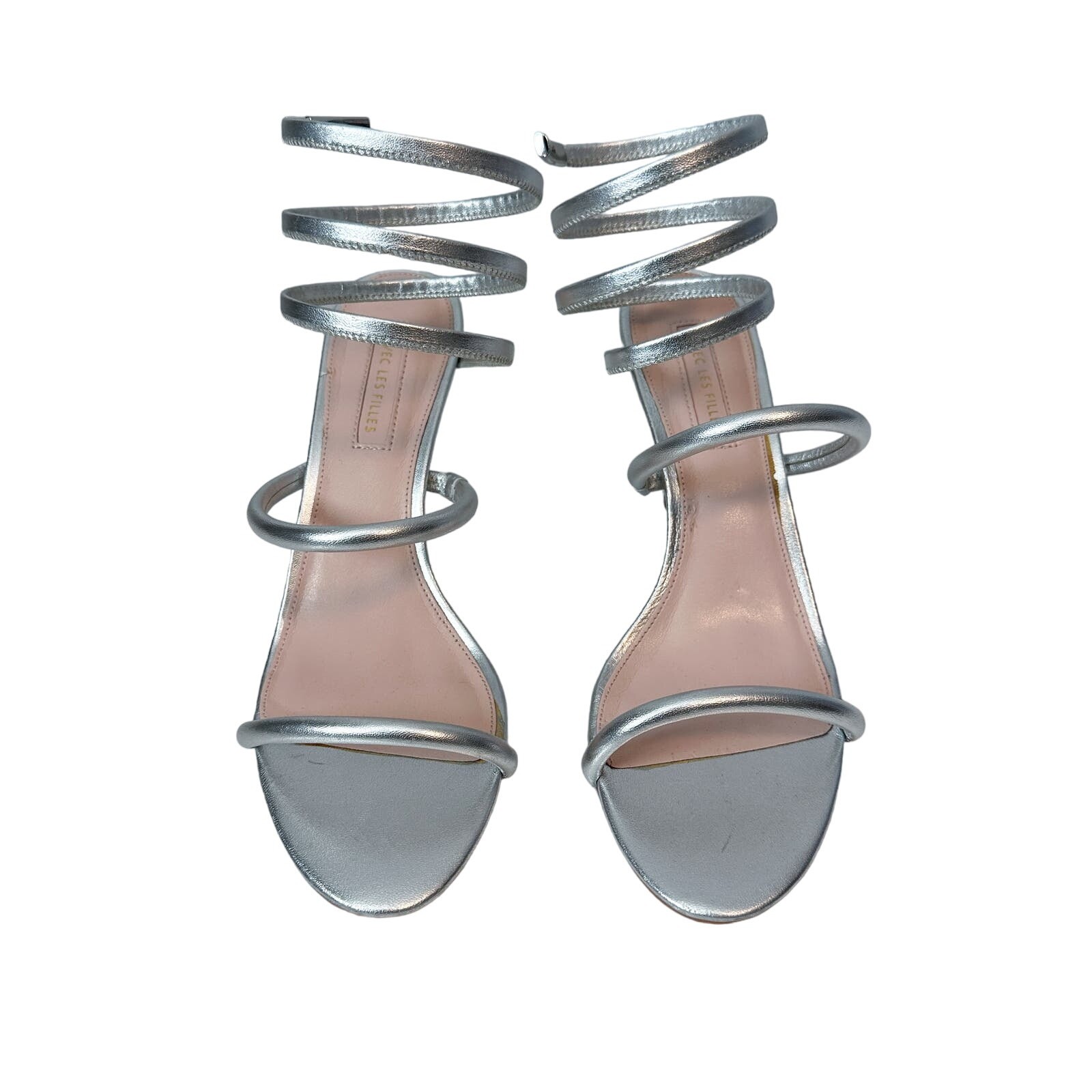 APL Sandali con tacco alto Avec Les Filles Joia in pelle alla caviglia argento metallizzato taglia 9