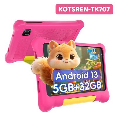 Kinder Tablet Android 13 Quad Core 5GB + 64GB Speicher Wifi 7-zoll HD Kindersich