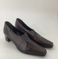 Dorndorf Womens Brown Snake Skin Slip On Leather Court Heels Shoes Size 5.5