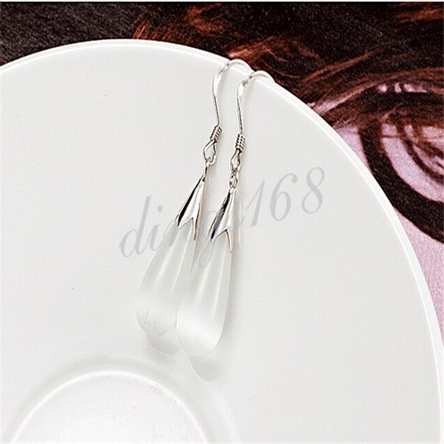Classic Solid 925 Sterling Silver White Opal 1.5" Waterdrop Dangle Earrings K749 Classic Solid 925 Sterling Silver White Opal 1.5" Waterdrop Dangle Earrings K749