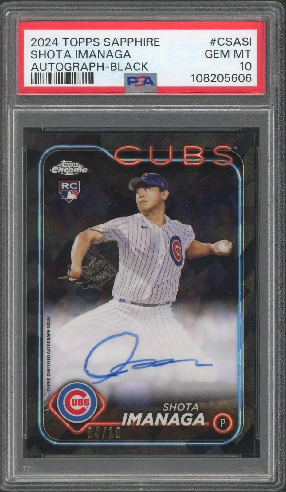 2024 Topps Chrome Sapphire Shota Imanaga Black Auto /10 PSA 10