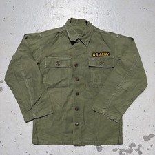 Vintage 1950s US Military Sateen Utility Combat Army 1st Patten Shirt Korea War