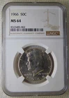 1966 Kennedy 50C Silver Half Dollar, NGC MS64, NICE COIN, SWEET!