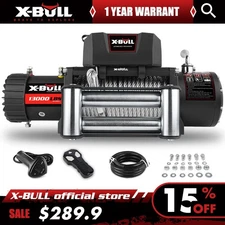 X-BULL Electric Winch 13000lbs Steel Cable Trailer Towing Off-Road SUV Truck 4WD