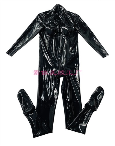 Catsuit de látex bolsillo G taza (2000 g) pecho de silicona cremallera trasera travesti 0,4 - Imagen 2 de 9