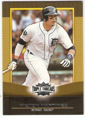 VICTOR MARTINEZ GOLD SERIAL #/99 2011 TOPPS TRIPLE THREADS 20 DETROIT TIGERS