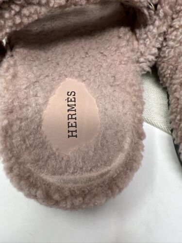 Auténtico Hermes Taupe Shearling Chipre Talla 39 Caja - Imagen 11 de 14