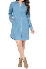 Belle by Kim Gravel Women's Stretch Denim ButtonFront Dress Light