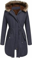 Women Winter Warm Hoodie Faux Fur Lined Down Parka Outdoor Long Coats  Small 