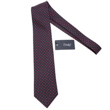 Drake's NWT Neck Tie in Navy with Red/Blue/White Geometric Pattern 100% Silk