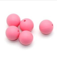 5 pc. Bubblegum Pink Silicone 15mm beads Food Grade silicone Solid 12119107