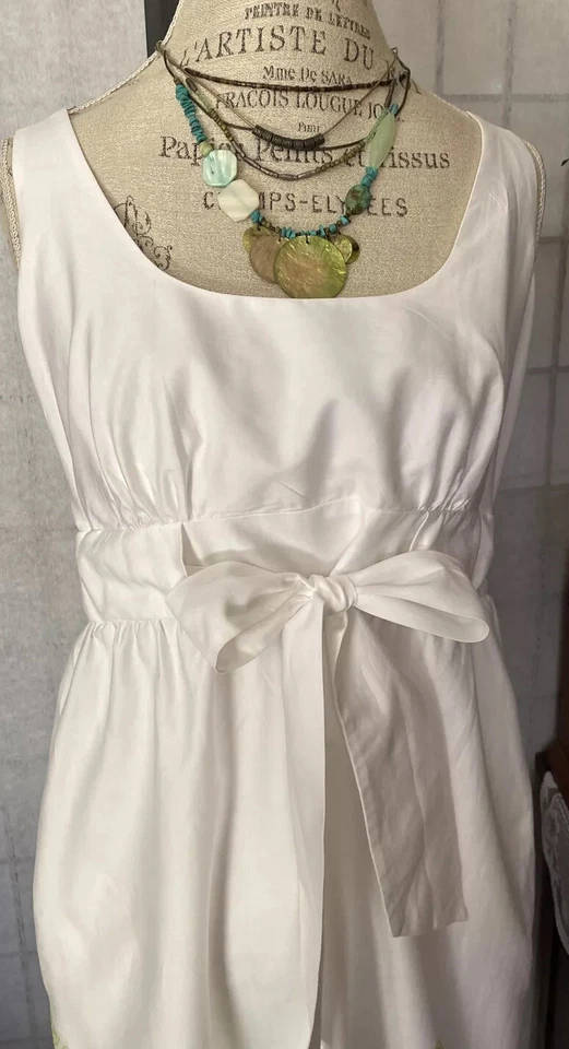 Vestido de sol de verano de algodón forrado Democracy nuevo con etiquetas para mujer 12 borde floral lima Foto 3 de 4