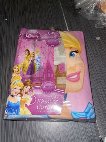 Princess Shower Curtain Microfiber Ariel Rapunzel Cinderella Disney