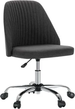 Fabric Vanity Office Desk Chair with Mid Back and Swivel Wheels Armless Chair