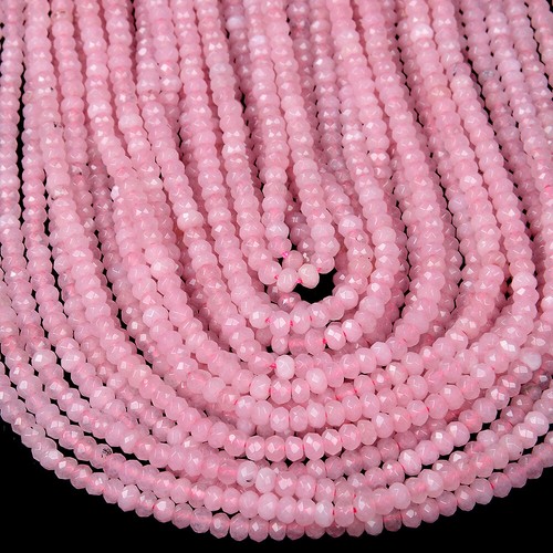 8X5MM Natural Madagascar Rose Quartz Gemstone AAA Faceted Rondelle Beads (D344) - Picture 3 of 3