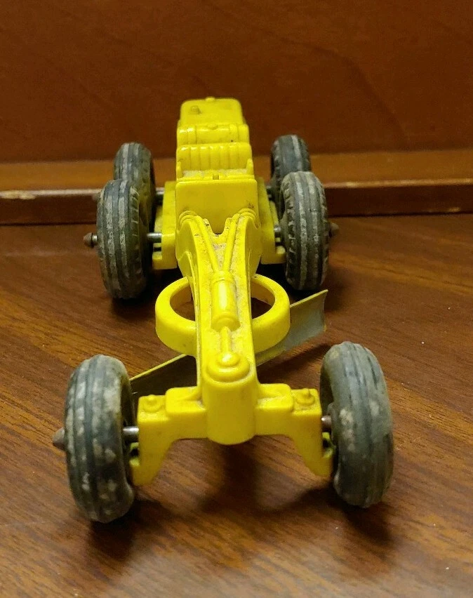 HUBLEY KIDDIE MOTONIVELADORA TRATOR COM LÂMINA Equipamento de Construção Plástico Brinquedo Vintage - Imagem 3 de 4