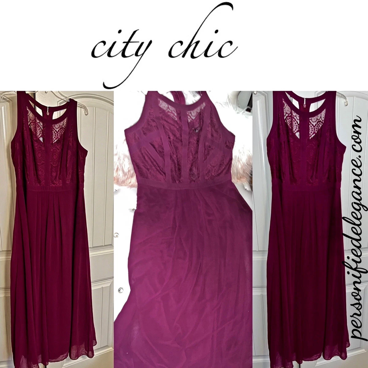 City chic deals burgundy dress