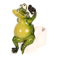 Krokodil Charlie Kroko Auf Toilette, Kunststein, Ca. H15 Cm