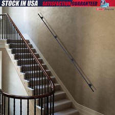 10FT Staircase Handrail Industrial Outdoor Stairs Wall Mount Rail Black 3.05m
