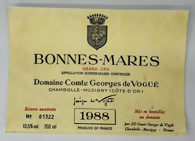 Bonnes-Mares 1988 - Vintage Wine Labels