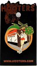 HOOTERS GIRL DOWNTOWN PEACH PEACHTREE STREET CORNER ATLANTA GA GEORGIA LAPEL PIN