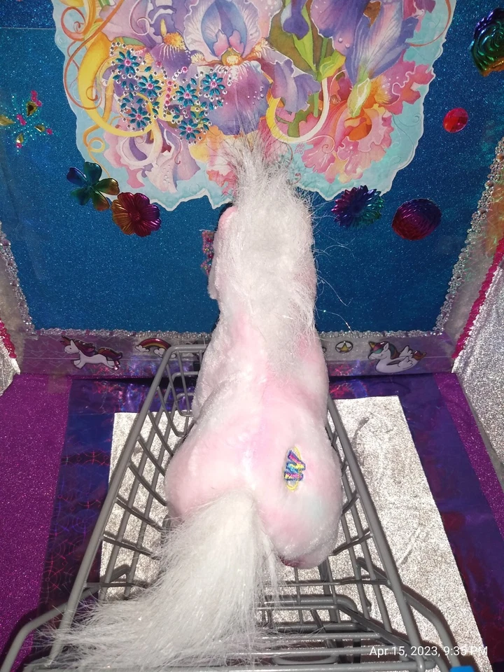 🦄Ganz Webkinz "Pink Pony* Fluffy White Mane Tail Sparkly Pink Feet HM117 Plush! - Image 3 of 4