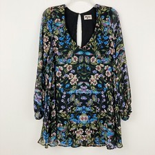 Show Me Your Mumu Donna Michelle Tunic Dress Size S Long Sleeve Floral Keyhole