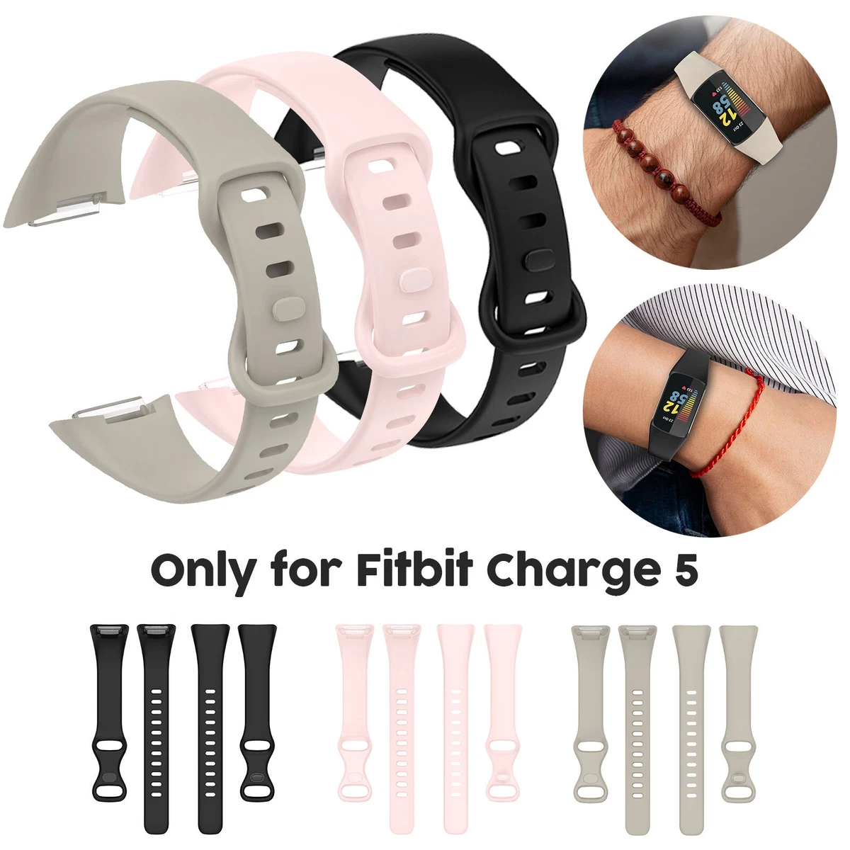 3PCS Band For Fitbit Charge 5 Watch Wrist Straps Wristband
