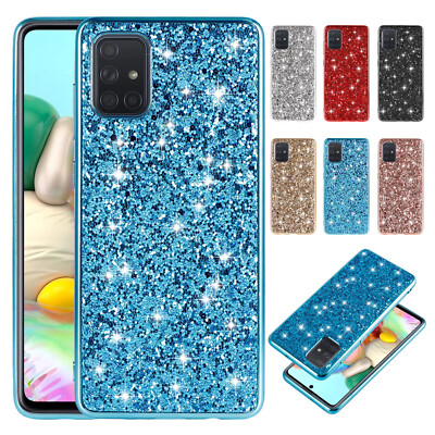 For Samsung A54 A15 A14 S25 FE S26 S23 S24 Glitter Bling Shockproof Slim Case
