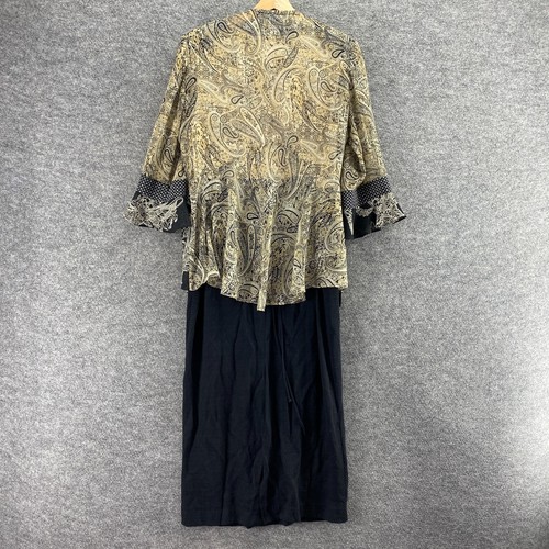 R&M Richards Dress Suit Women M Medium Beige Paisley Maxi Long 3/4 Sleeve Jacket - Picture 2 of 8