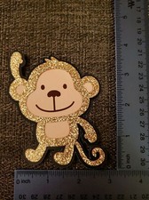 Monkey printed die cut with layer of glitter accents