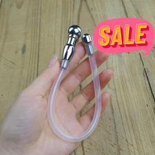 Silicone Male Tube Urethral Stretching Dilator Plug Soft Tube Chastity Metal
