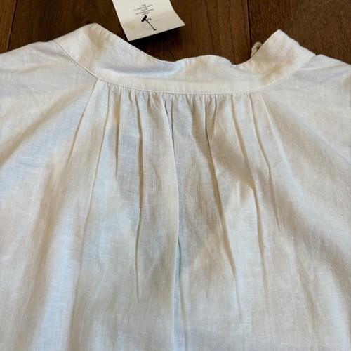 NWT Womens Crown & Ivy Icon Peasant Top White Ruffle Hem Linen Blend sz M $54 - Picture 10 of 10