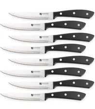 Premium 8-Piece German High Carbon Stainless Steel Steak Knife Set, Double Full