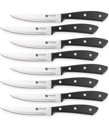 Premium 8-Piece German High Carbon Stainless Steel Steak Knife Set, Double Full