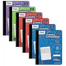 Mead Primary Comp Books, Ruled, Grades K-2, 7.5" x 9.75", 100 Sheets, 6 Count