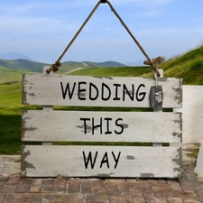 WEDDING SIGN  Wedding this way" Three Plank Wood Rustic Country 20  X 12  