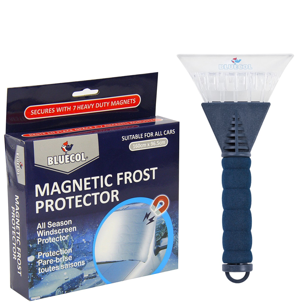 Magnetic car front windscreen snow frost ice screen cover protect & ice scraper