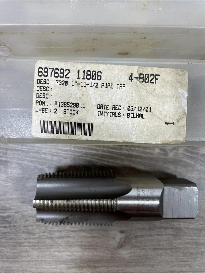 Vintage Greenfield Tap NOT MO496 P 1-11-1/2 NC Maintenance GTD HS USA￼ Taper Pip - Image 2 of 4