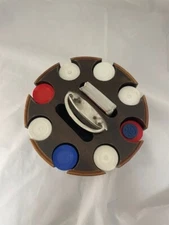 Vintage Spinning Wooden Carousel Poker Chip and Card Caddy and chips
