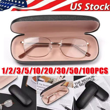 NEW Clam Shell Hard Eyeglasses PU Glasses Case Black w/Microfiber Cleaning Cloth