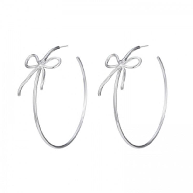Bowknot Alloy Hoop Earrings for Women and Girls  