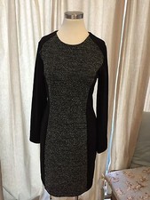 NWT Ann Taylor Loft Black Ivory Tweed Sheath Dress Small Beautiful!