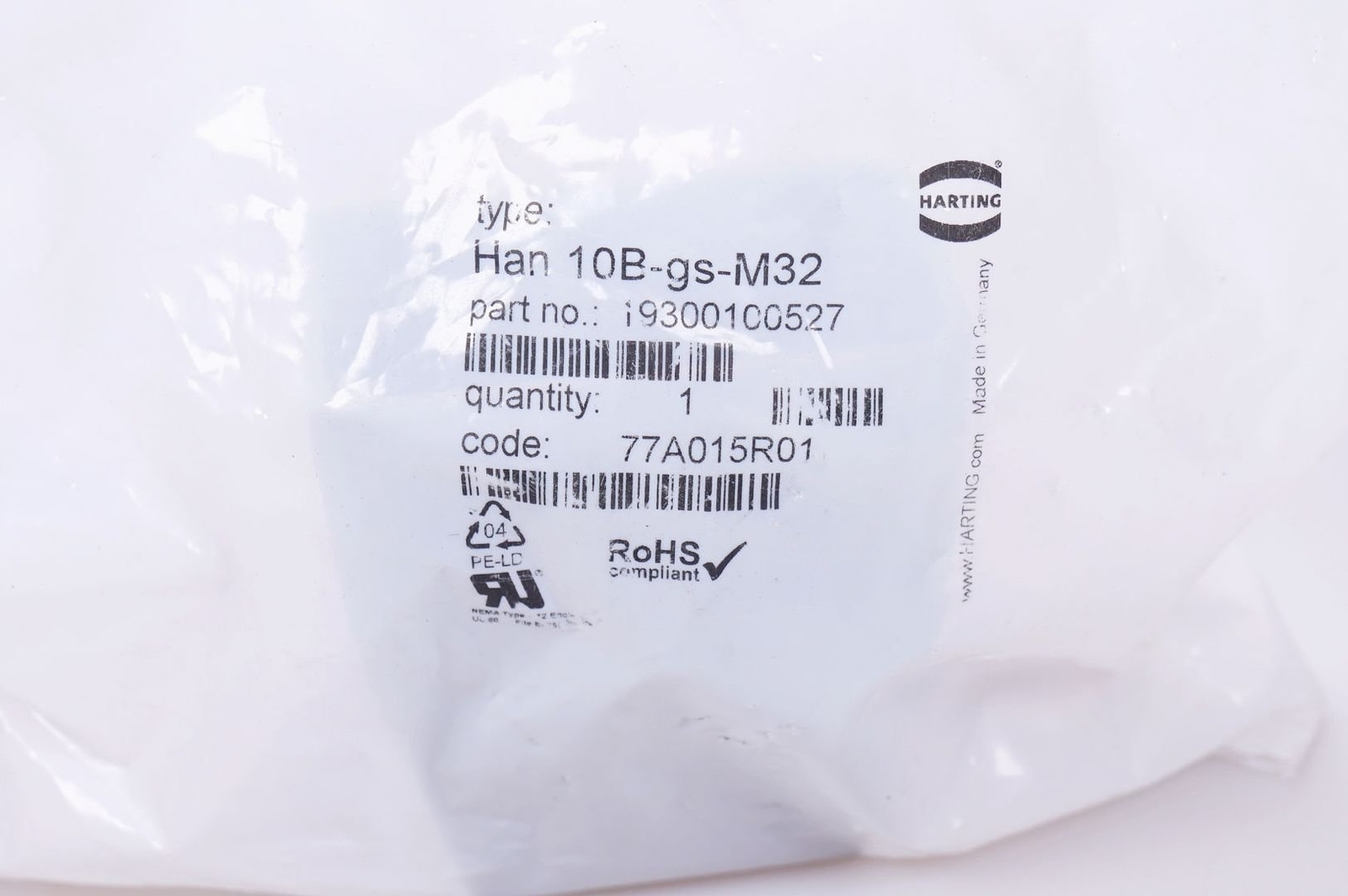 Harting Han 10B-GS-M32 19300100527 Tüllengehäuse Sockel OVP New