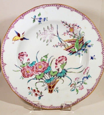 Minton Mona Staffordshire Large Soup Plate Pink Multicolor Aesthetic Period 